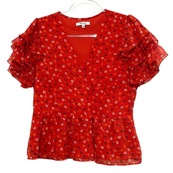 Madewell Tops - Madewell Babydoll Womens Top 6P Red Y2K Bloomcore Romantic Valentine Date Night
